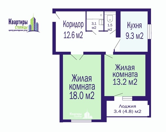 Двухкомнатная квартира г. Минск, ул. Прушинских, д. 34/1