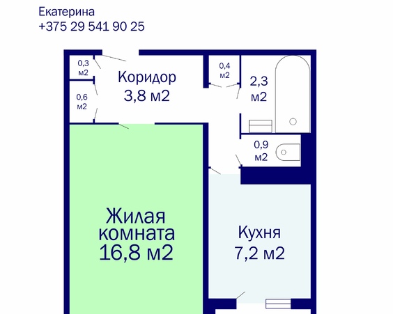 Однокомнатная квартира г. Минск, ул. Якубовского, д.34