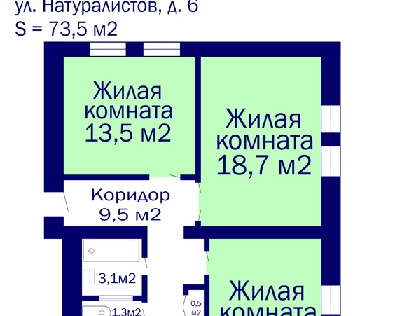 Трехкомнатная квартира г. Минск, ул. Натуралистов, д. 6