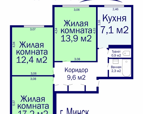 Трехкомнатная квартира г.Минск,  ул. Кунцевщина, 4